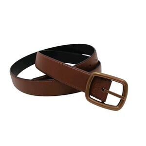 Chaps Belt 40" Brown Business Casual Office Professional brass tone Buckle Faux